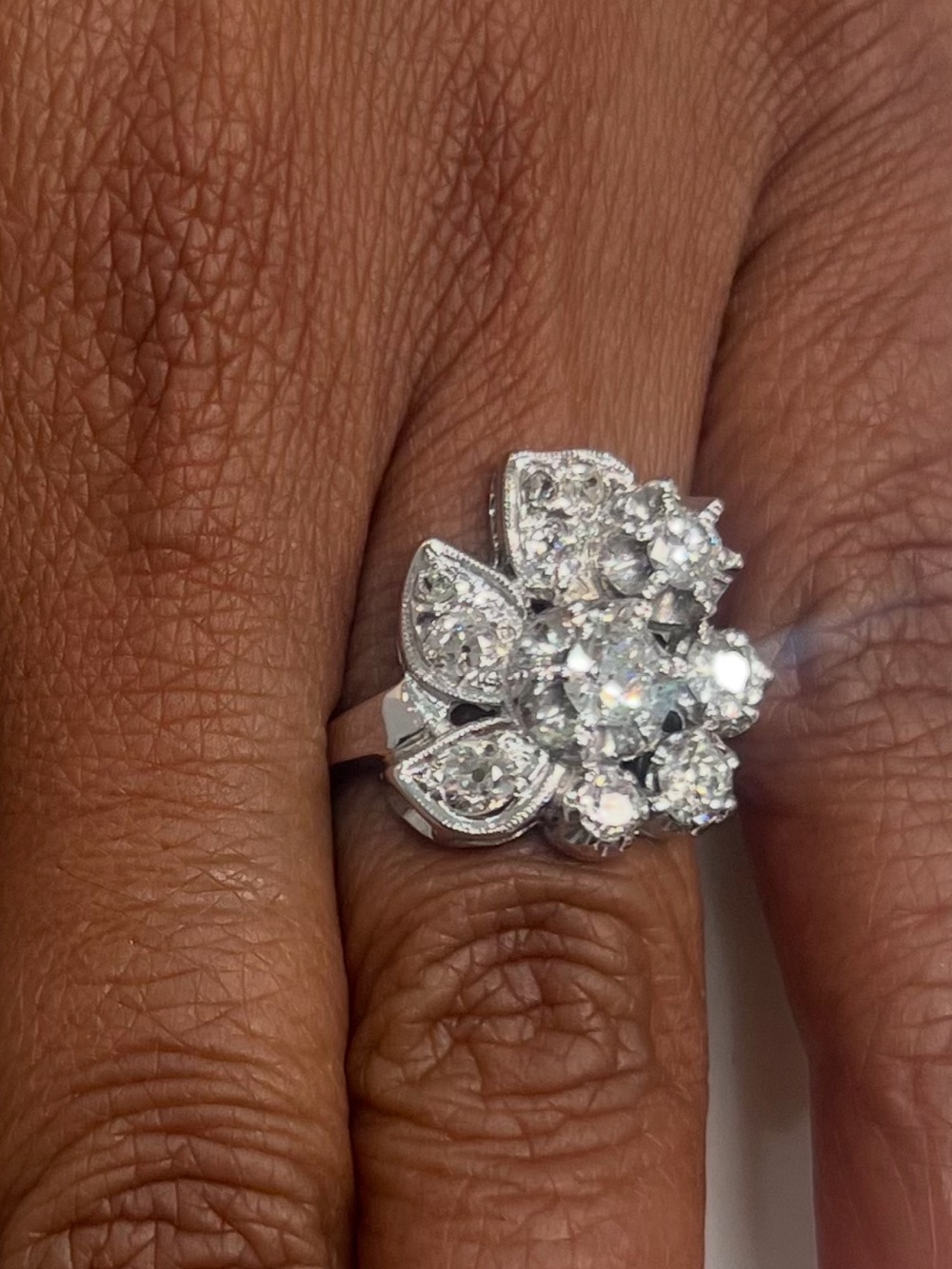 14K Art Deco Old European Cut Flawless Diamond Engagement Ring